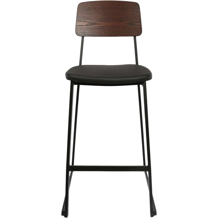Durafurn Denver Barstool - Black Vinyl Seat & Dark Natural Ply Backrest