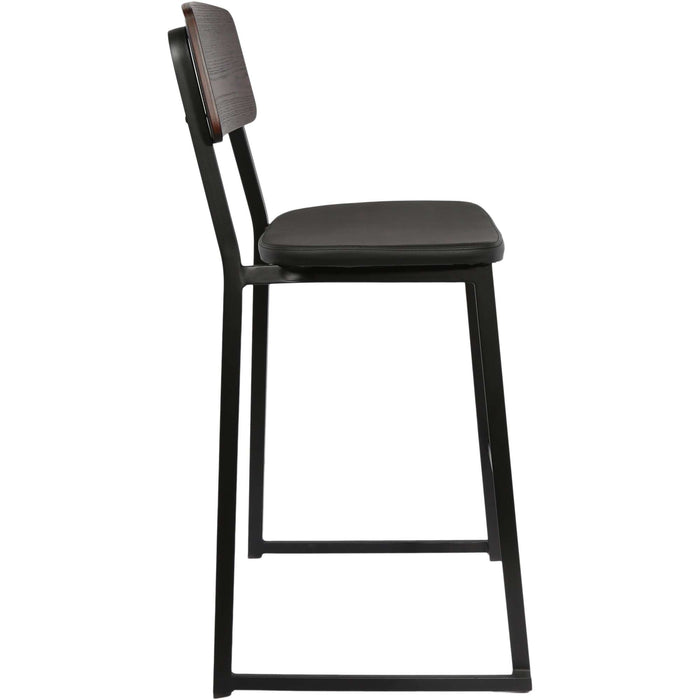 Durafurn Denver Barstool - Black Vinyl Seat & Dark Natural Ply Backrest