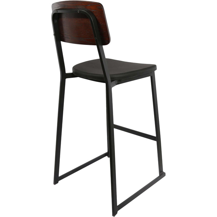 Durafurn Denver Barstool - Black Vinyl Seat & Dark Natural Ply Backrest
