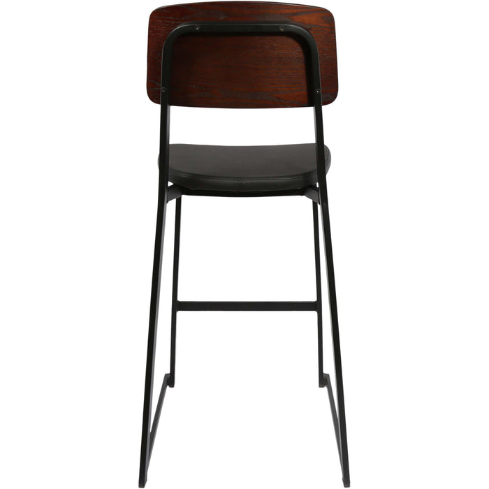 Durafurn Denver Barstool - Black Vinyl Seat & Dark Natural Ply Backrest