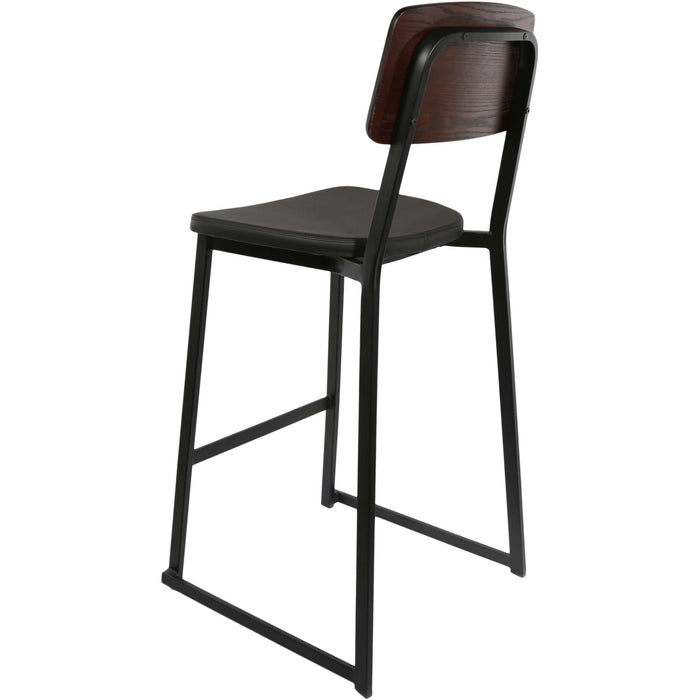 Durafurn Denver Barstool - Black Vinyl Seat & Dark Natural Ply Backrest