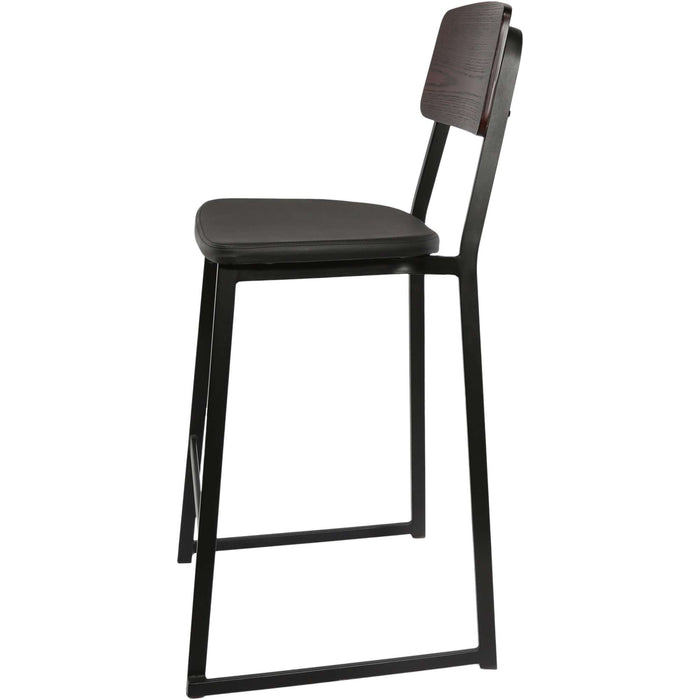 Durafurn Denver Barstool - Black Vinyl Seat & Dark Natural Ply Backrest