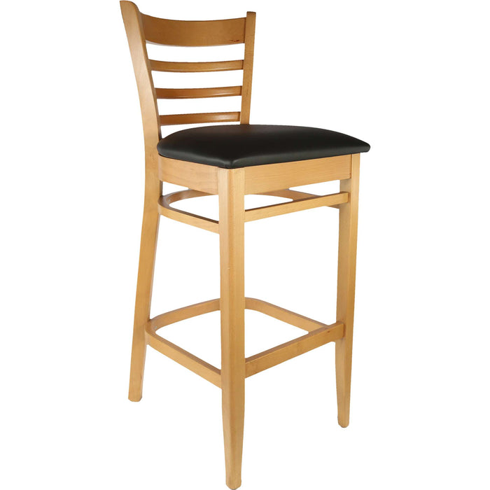 Durafurn Florence Barstool - Natural - Black Vinyl Seat (Black)