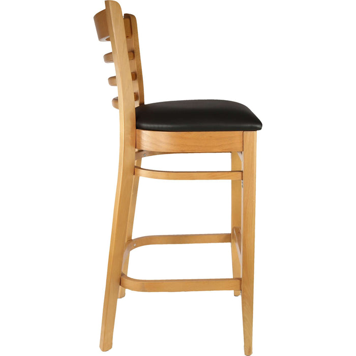 Durafurn Florence Barstool - Natural - Black Vinyl Seat (Black)