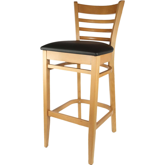 Durafurn Florence Barstool - Natural - Black Vinyl Seat (Black)
