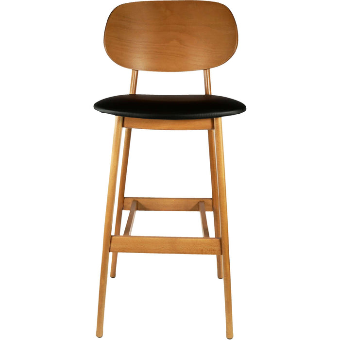 Durafurn Ban Barstool - Black Dolaro Vinyl Seat - Trojan Oak Frame