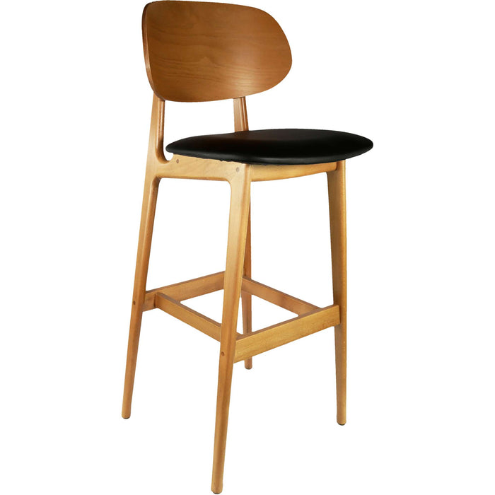 Durafurn Ban Barstool - Black Dolaro Vinyl Seat - Trojan Oak Frame