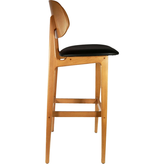 Durafurn Ban Barstool - Black Dolaro Vinyl Seat - Trojan Oak Frame