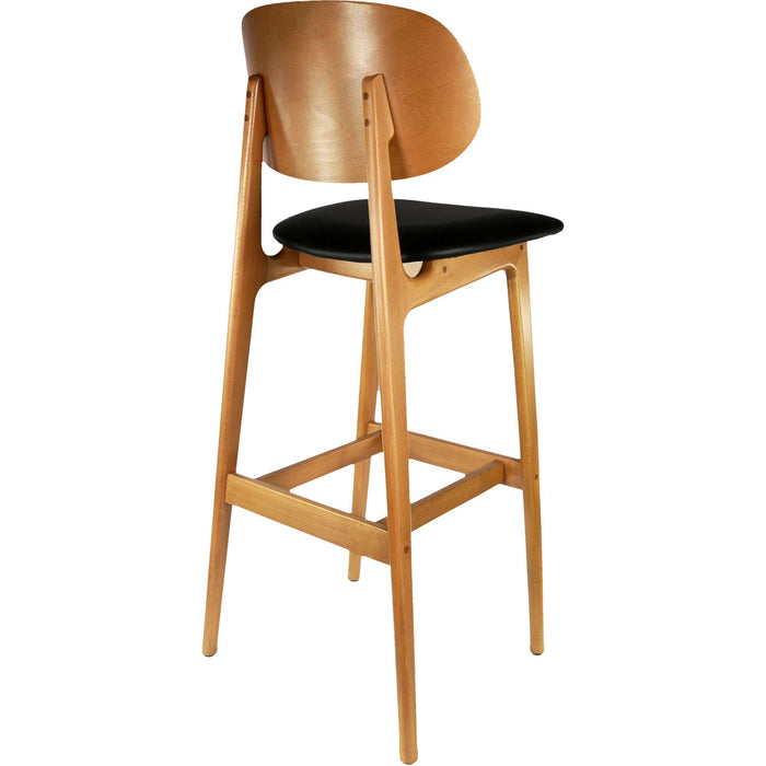 Durafurn Ban Barstool - Black Dolaro Vinyl Seat - Trojan Oak Frame
