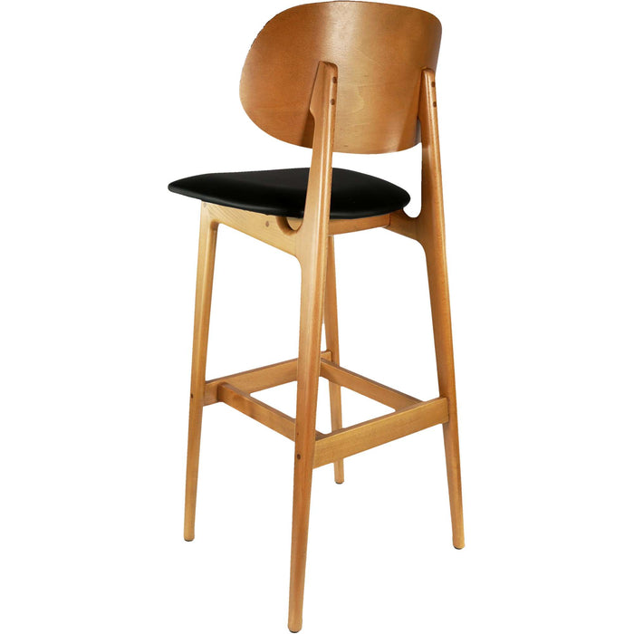 Durafurn Ban Barstool - Black Dolaro Vinyl Seat - Trojan Oak Frame