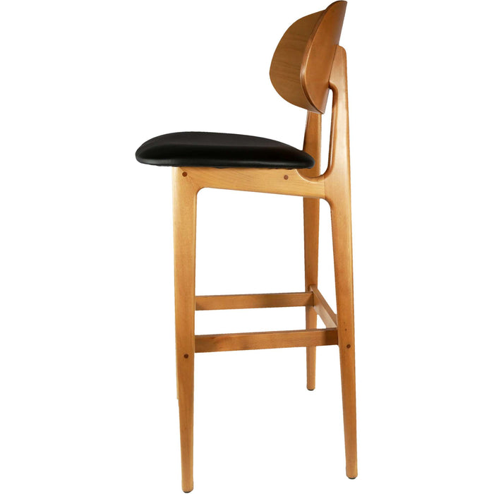 Durafurn Ban Barstool - Black Dolaro Vinyl Seat - Trojan Oak Frame