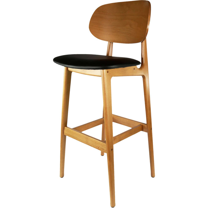 Durafurn Ban Barstool - Black Dolaro Vinyl Seat - Trojan Oak Frame