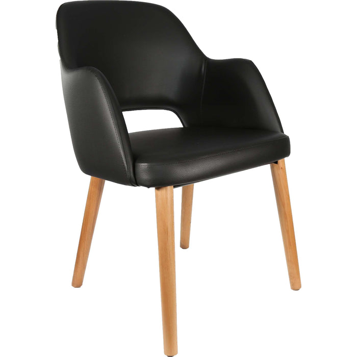 Durafurn Sorbet Chair- Trojan Oak Legs/Black Vinyl