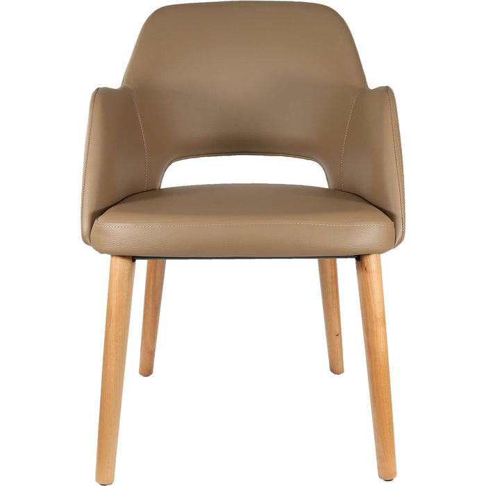 Durafurn Sorbet Chair - Trojan Oak Legs/Taupe Vinyl