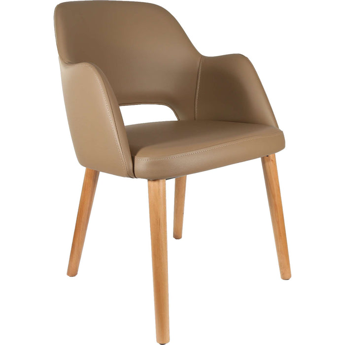 Durafurn Sorbet Chair - Trojan Oak Legs/Taupe Vinyl