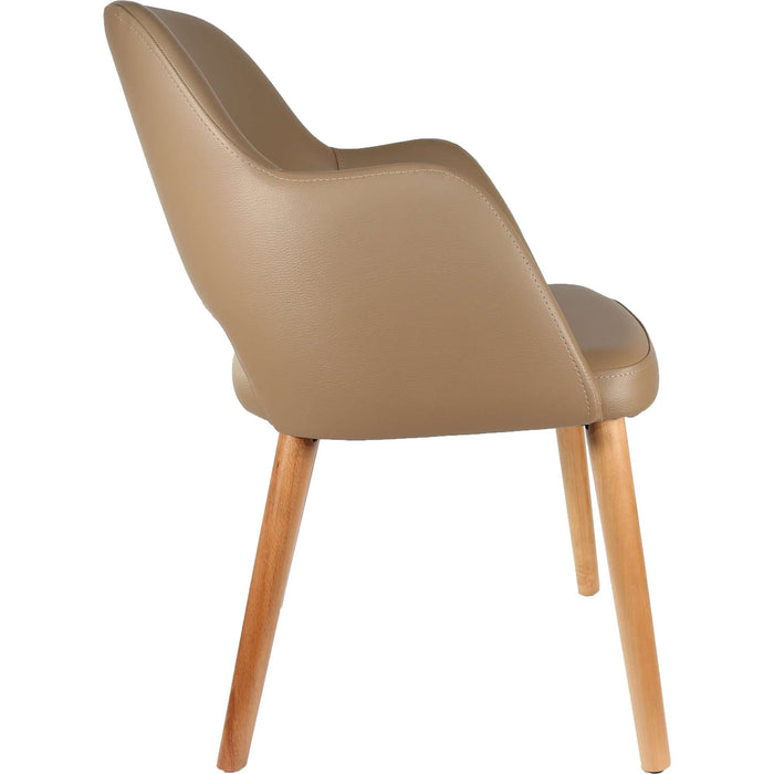 Durafurn Sorbet Chair - Trojan Oak Legs/Taupe Vinyl