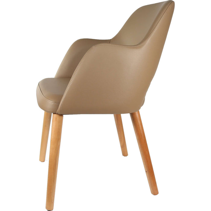 Durafurn Sorbet Chair - Trojan Oak Legs/Taupe Vinyl