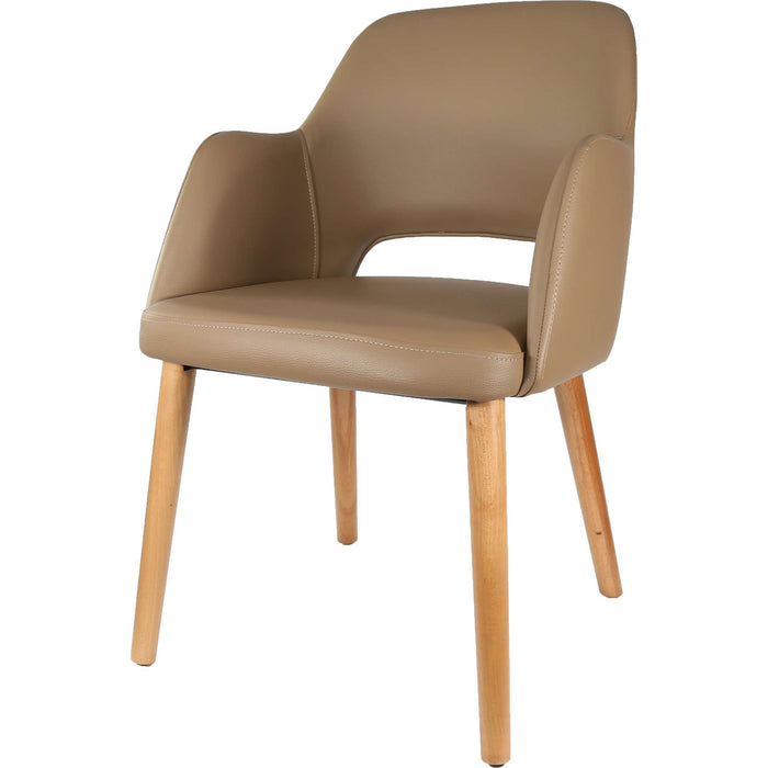 Durafurn Sorbet Chair - Trojan Oak Legs/Taupe Vinyl