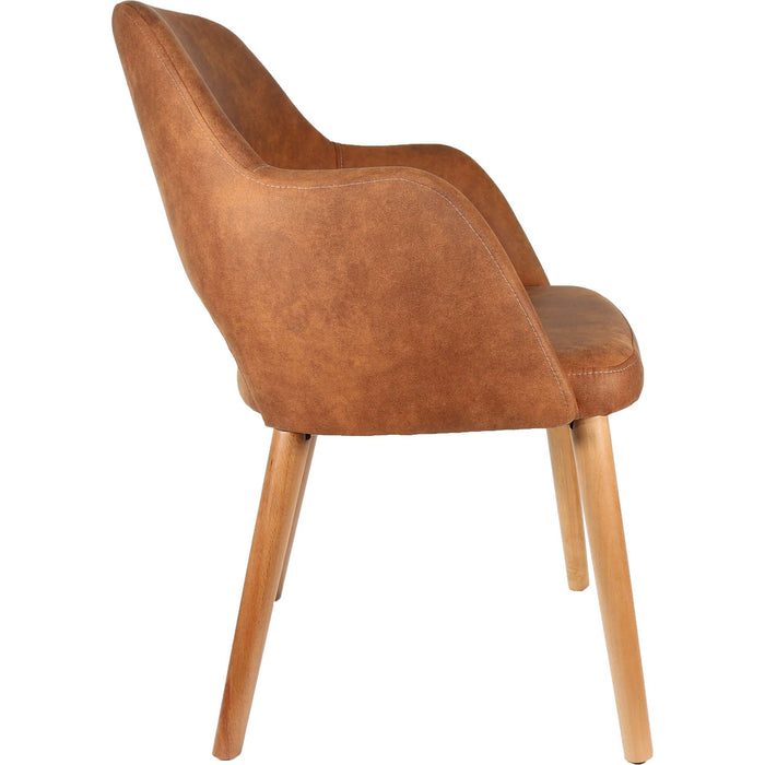 Durafurn Sorbet Chair - Trojan Oak Legs/Tan Premium Vinyl