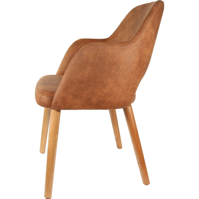 Durafurn Sorbet Chair - Trojan Oak Legs/Tan Premium Vinyl