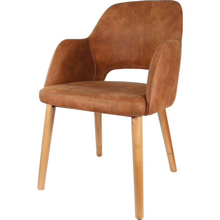Durafurn Sorbet Chair - Trojan Oak Legs/Tan Premium Vinyl