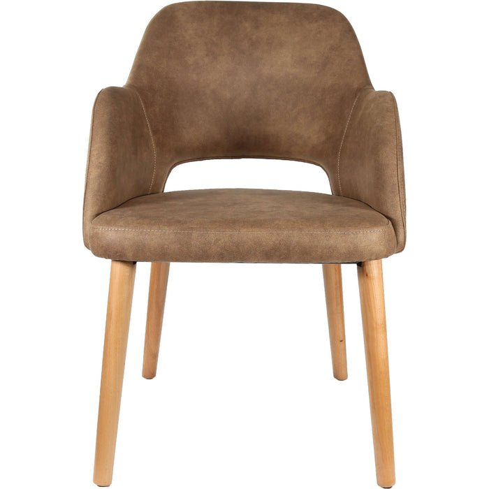 Durafurn Sorbet Chair - Trojan Oak Legs/Mocha Premium Vinyl