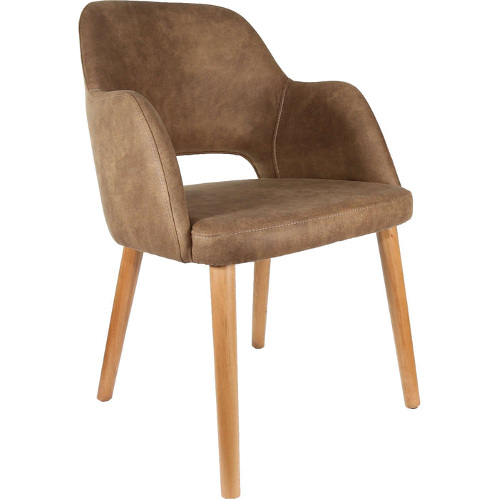 Durafurn Sorbet Chair - Trojan Oak Legs/Mocha Premium Vinyl