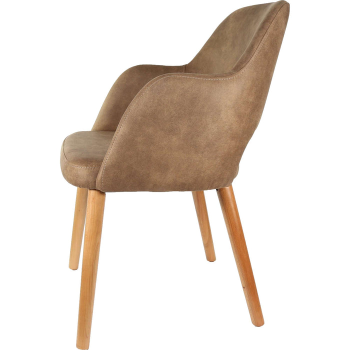Durafurn Sorbet Chair - Trojan Oak Legs/Mocha Premium Vinyl