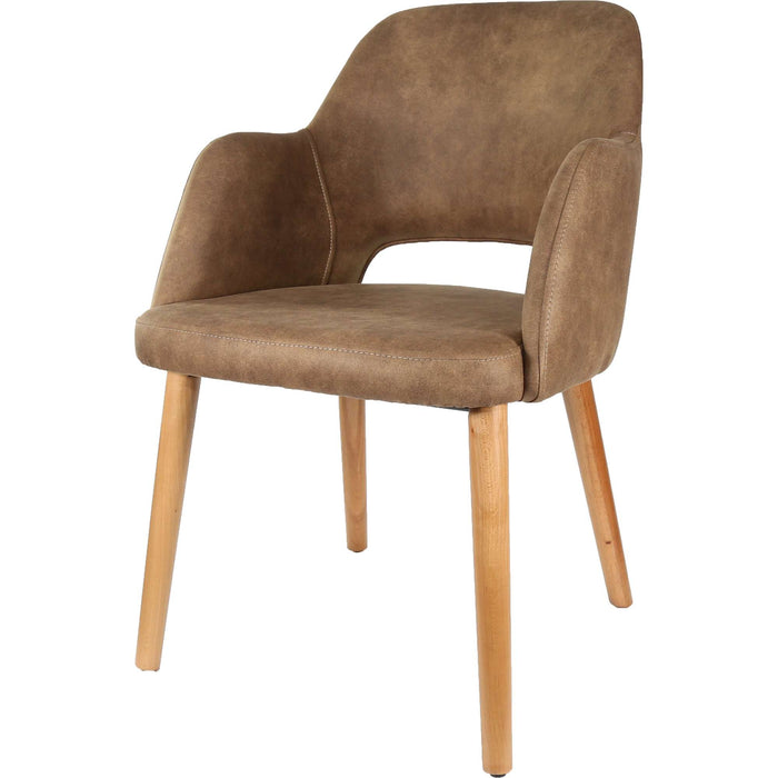 Durafurn Sorbet Chair - Trojan Oak Legs/Mocha Premium Vinyl