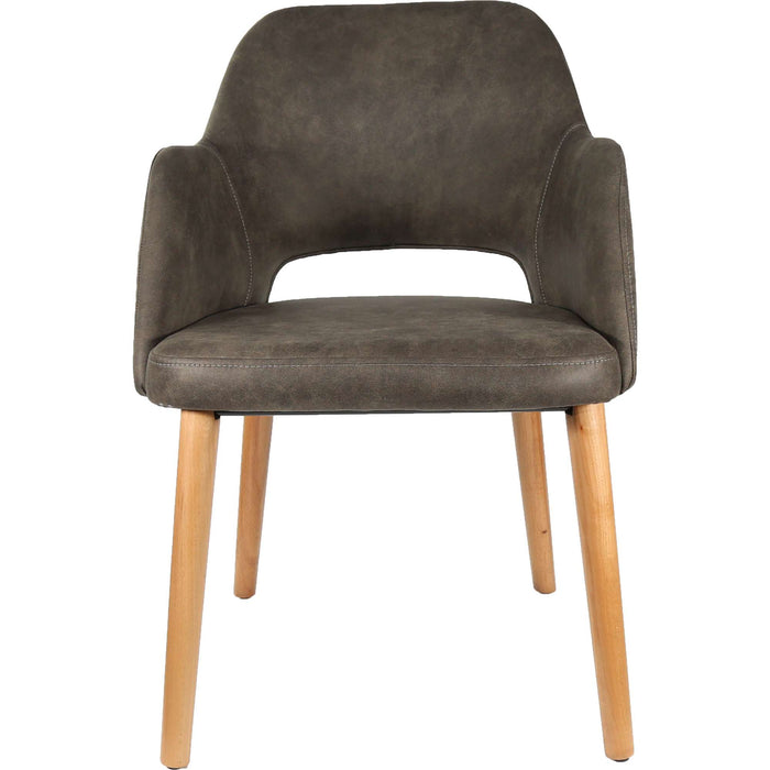Durafurn Sorbet Chair - Trojan Oak Legs/Charcoal Premium Vinyl
