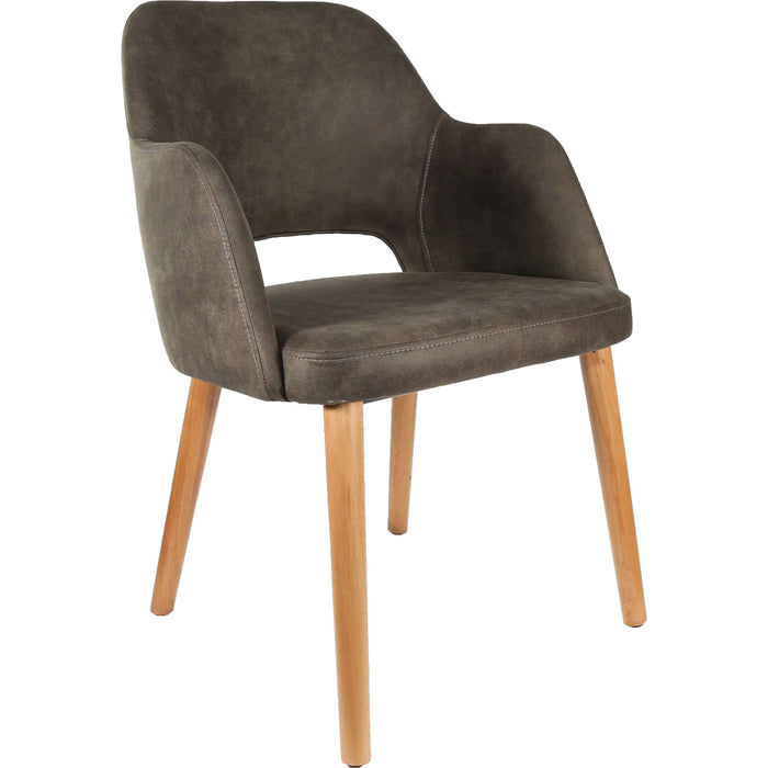 Durafurn Sorbet Chair - Trojan Oak Legs/Charcoal Premium Vinyl