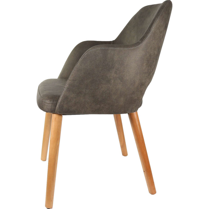 Durafurn Sorbet Chair - Trojan Oak Legs/Charcoal Premium Vinyl