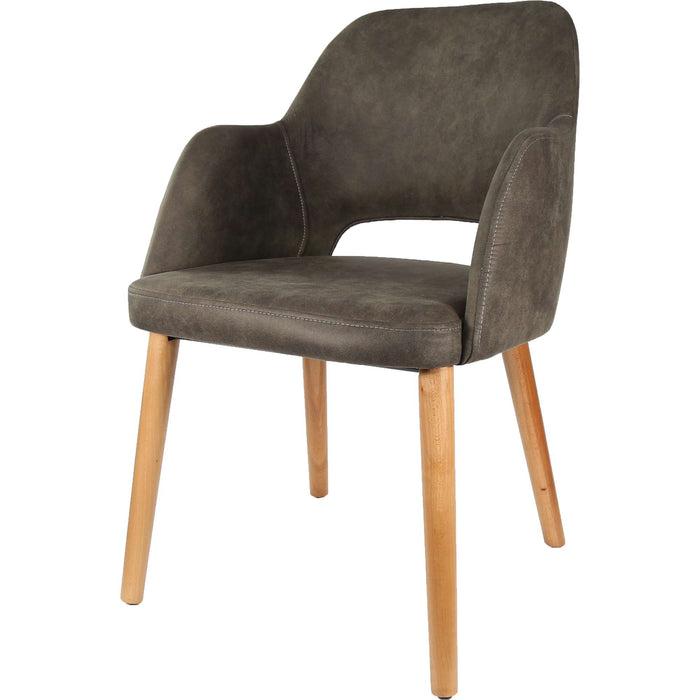 Durafurn Sorbet Chair - Trojan Oak Legs/Charcoal Premium Vinyl