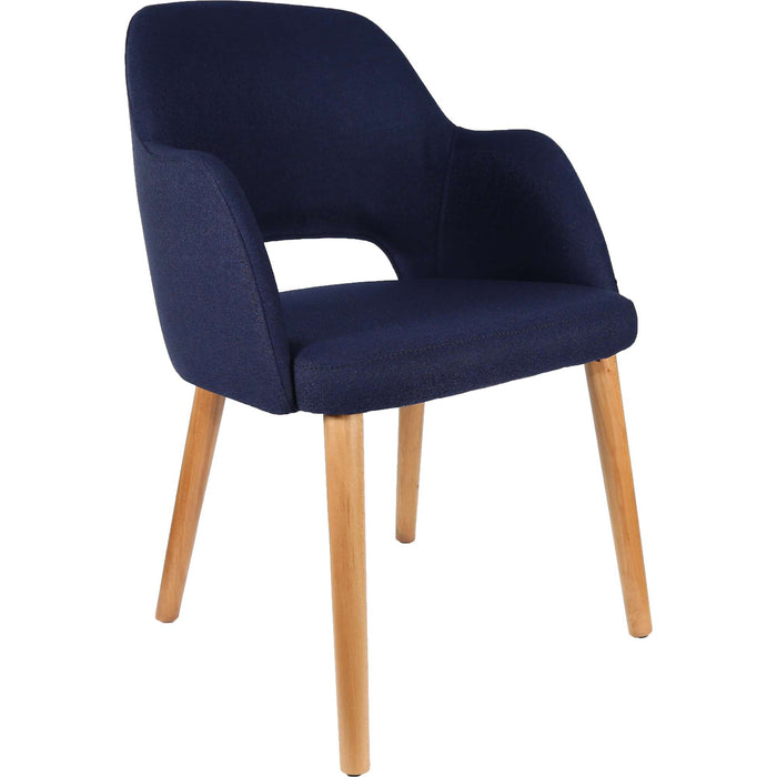Durafurn Sorbet Chair - Trojan Oak Legs/Navy Woven Fabric