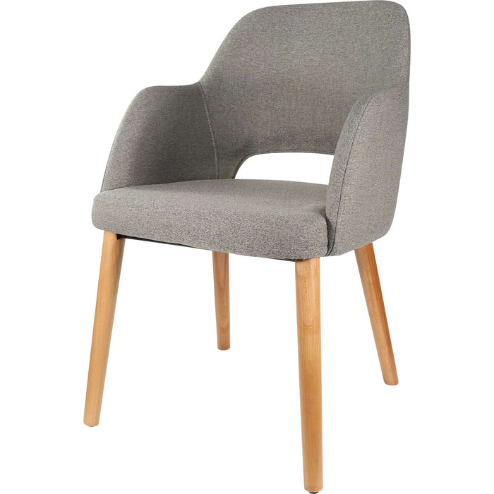 Durafurn Sorbet Chair - Trojan Oak Legs/Taupe Woven Fabric