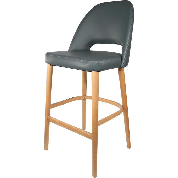 Durafurn Semifreddo Stool - Trojan Oak Legs/Anthracite Vinyl