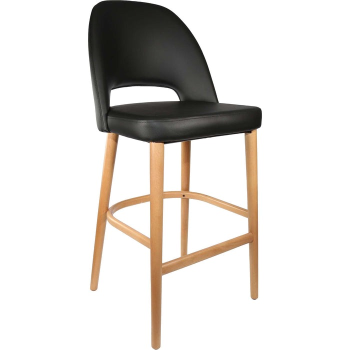 Durafurn Semifreddo Stool - Trojan Oak Legs/Black Vinyl