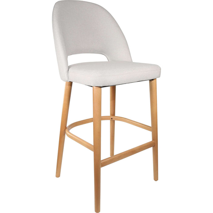 Durafurn Semifreddo Stool - Trojan Oak Legs/ Light Grey Woven Fabric