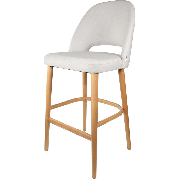 Durafurn Semifreddo Stool - Trojan Oak Legs/ Light Grey Woven Fabric