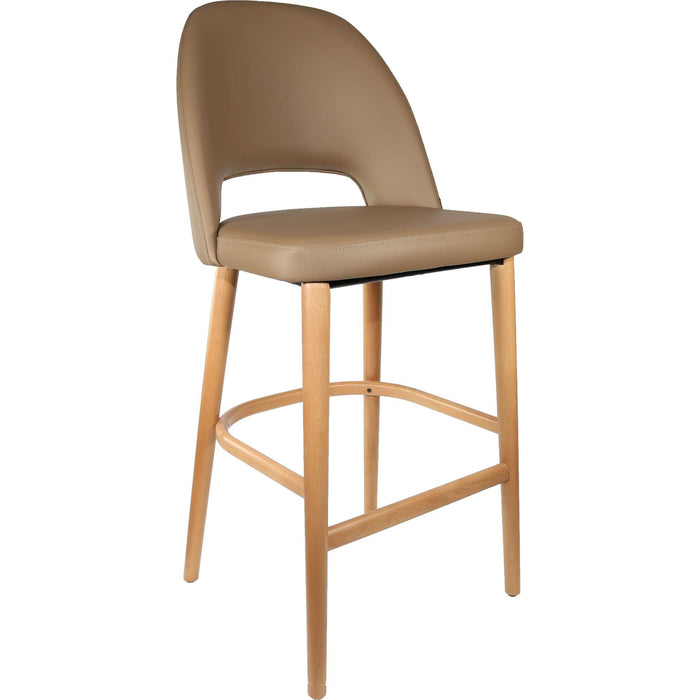 Durafurn Semifreddo Stool - Trojan Oak Legs/Taupe Vinyl