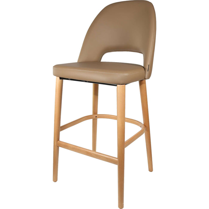 Durafurn Semifreddo Stool - Trojan Oak Legs/Taupe Vinyl