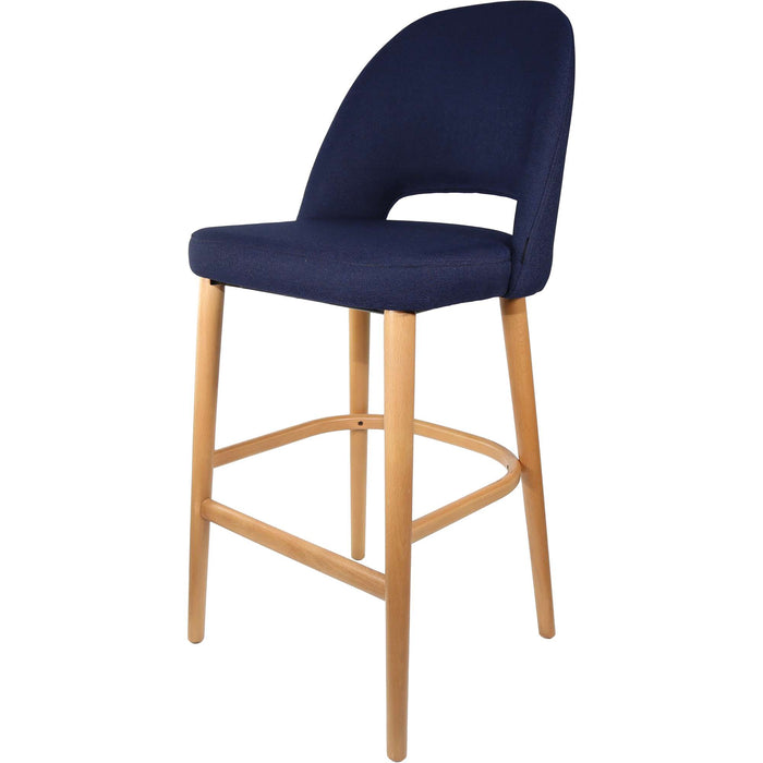Durafurn Semifreddo Stool - Trojan Oak Legs/Navy Woven Fabric