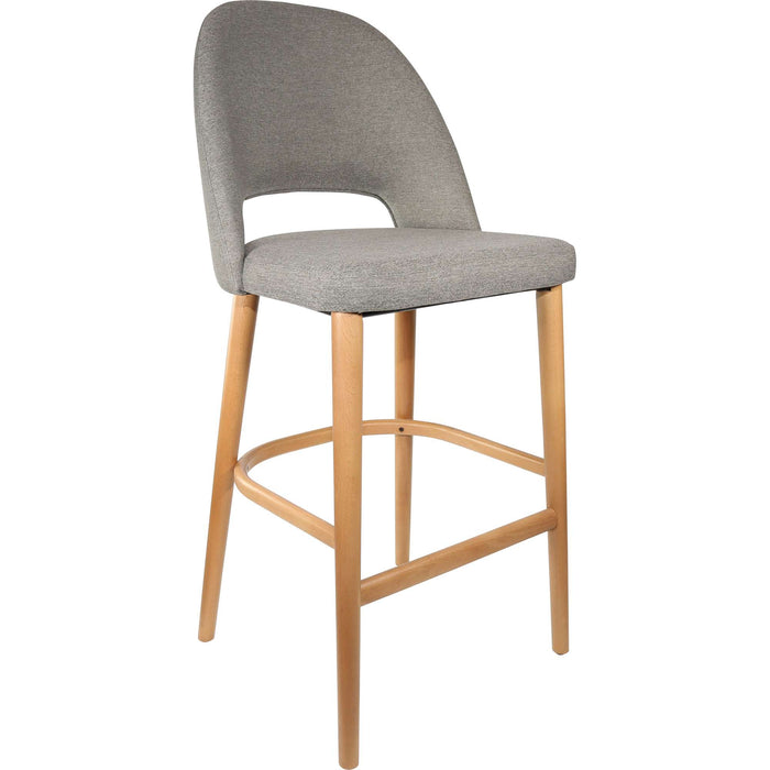 Durafurn Semifreddo Stool - Trojan Oak Legs/Taupe Woven Fabric