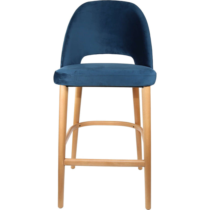 Durafurn Semifreddo Stool - Trojan Oak Legs/Denim Velvet