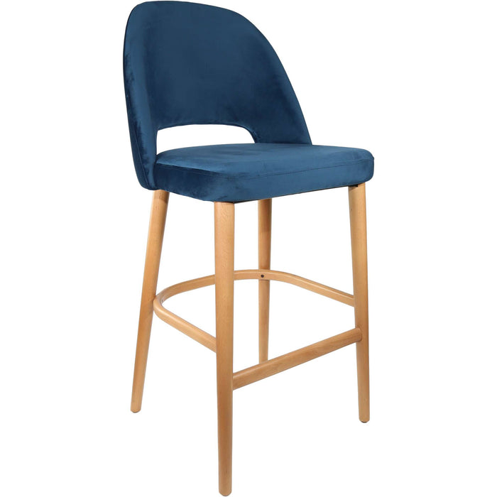 Durafurn Semifreddo Stool - Trojan Oak Legs/Denim Velvet