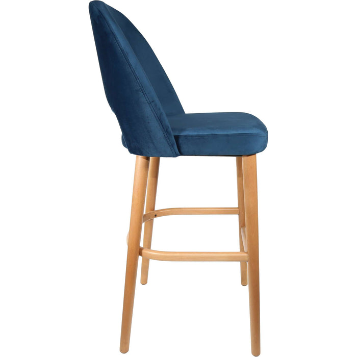 Durafurn Semifreddo Stool - Trojan Oak Legs/Denim Velvet