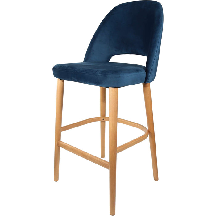 Durafurn Semifreddo Stool - Trojan Oak Legs/Denim Velvet