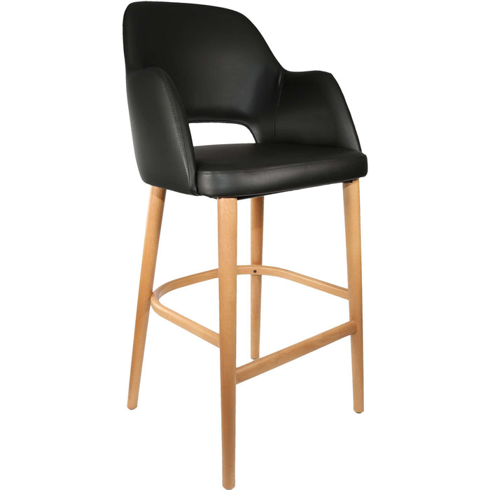 Durafurn Sorbet Stool - Trojan Oak Legs/Black Vinyl