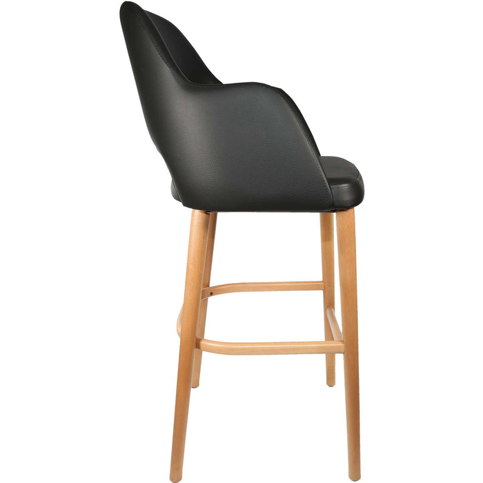 Durafurn Sorbet Stool - Trojan Oak Legs/Black Vinyl