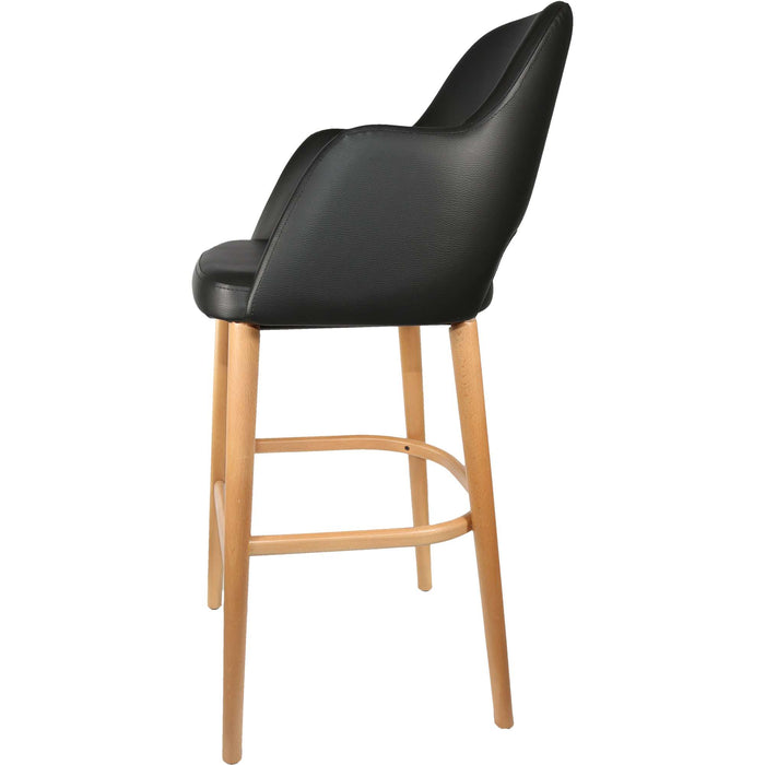 Durafurn Sorbet Stool - Trojan Oak Legs/Black Vinyl